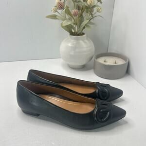 Vionic Arielle Flat Black Leather Pointed Toe Slip On Shoes Women's US 7 NWOB